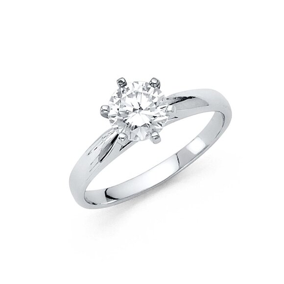 Jewelry - New 1ct Round 14k Solid White Gold Engagement Ring